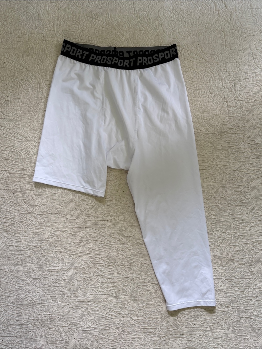 Men’s PROSPORT White Athletic 1 leg Compression Leggings - size Medium - New
